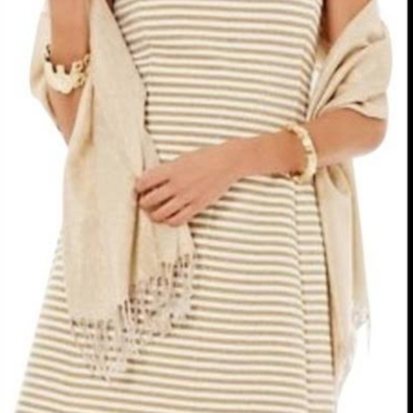 Lilly Pulitzer Brielle Gold Cameo White Ottoman Stripe Fit Flare Dress Size: XS - Picture 3 of 16